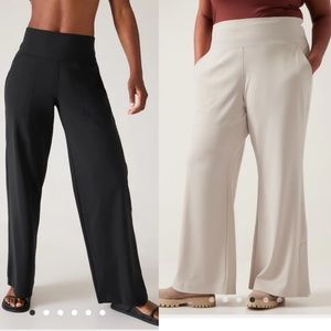 NWOT Two Athleta Venice Flare Pants, XS one in black the other in off white